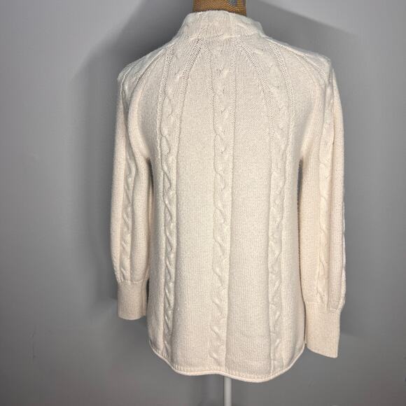 Soft Surroundings Ivory Nisette Sweater Cable Knit Mock Neck Sweater Sz PM - Picture 3 of 6